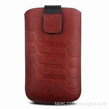 Leather Case for iPhone, with Pulling Strap and Velcro Closure, Various Colors Available